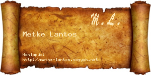 Metke Lantos névjegykártya